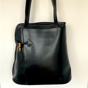 Longchamp Roseau Black Toggle Leather Shoulder Bag EUC